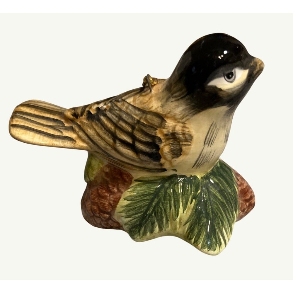 Hand-Painted Vintage Ceramic Bird Figurine Ornament.